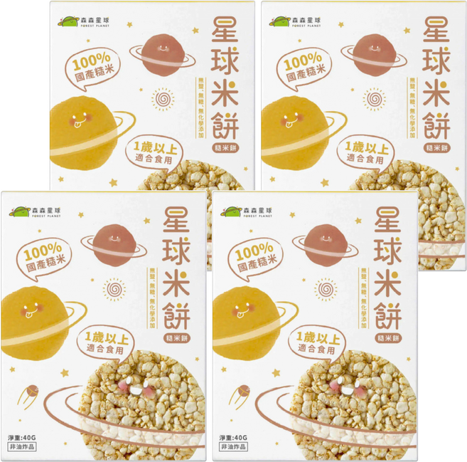 FOREST PLANET 森森星球 星球米餅 1歲以上適用, 糙米, 40g, 4包