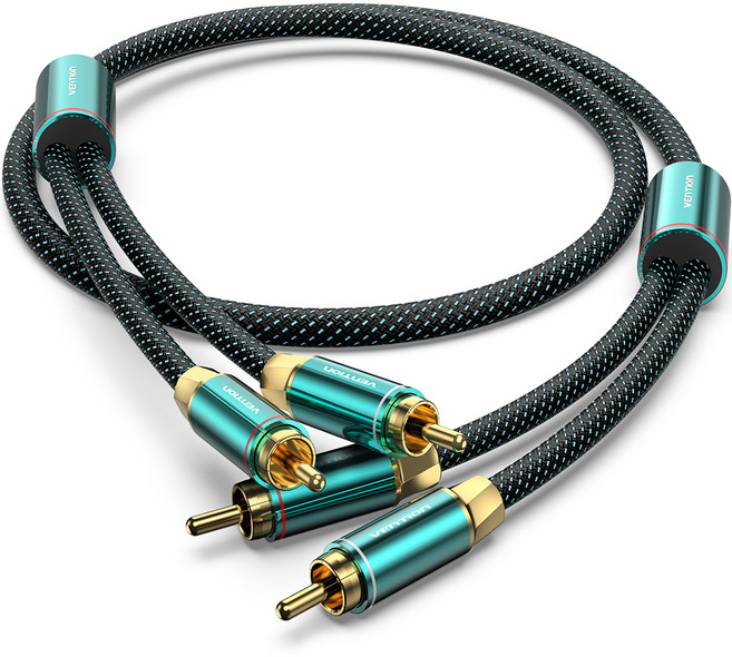 벤션 2 RCA M to M 오디오 은 도금 코어 케이블, 그린, BCUGG-1.5m