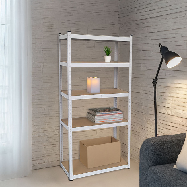 월드크린 무볼트 조립식 철제 선반, 화이트, 5단