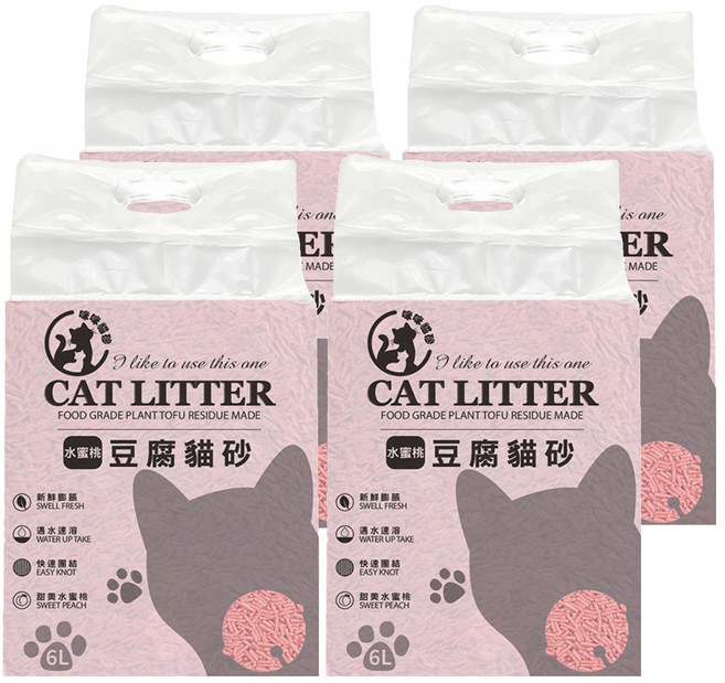 咪咪貓砂 CAT LITTER 植物豆腐貓砂, 水蜜桃, 6L, 4包