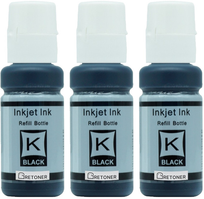 탑젯 엡손 T664 T664100 호환 무한 리필 잉크, 검정, 3개