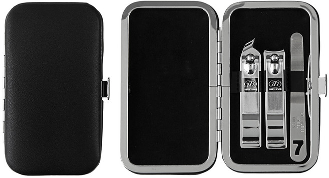 777 휴대용 여행용 손톱깎이 3p 세트 KR-351C, 은장 블랙, 1세트