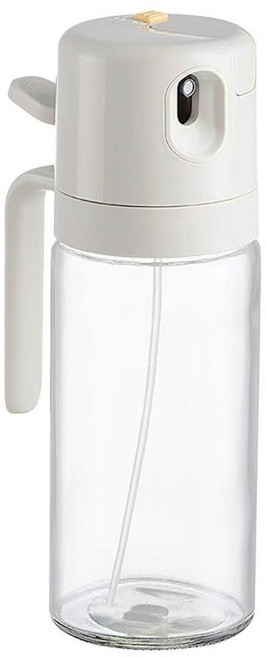 德利生活 可噴可倒兩用玻璃噴油壺 白色, 1個, 550ml