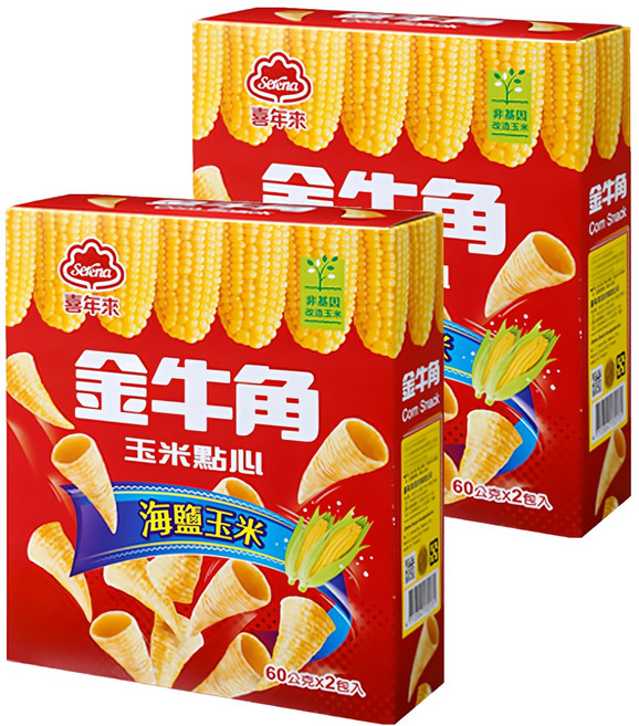 喜年來 金牛角家庭號 海鹽玉米, 120g, 2盒