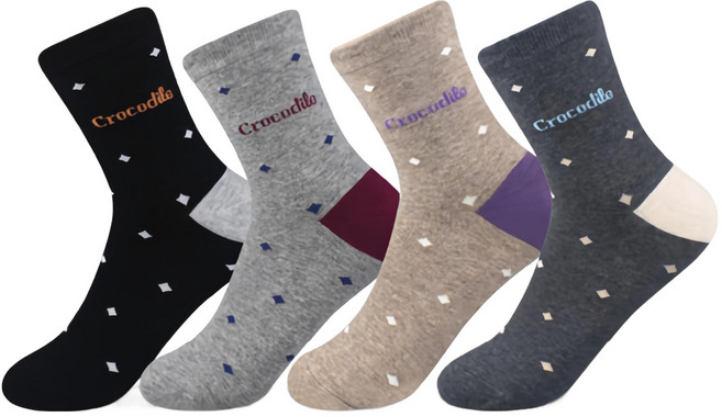 크로커다일 여성용 스몰다야 캐주얼 중목양말 4족 세트 CD305
