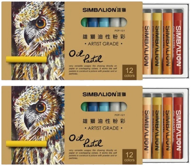 SIMBALION 雄獅 POP_12 12色油性粉彩, 12色, 2組