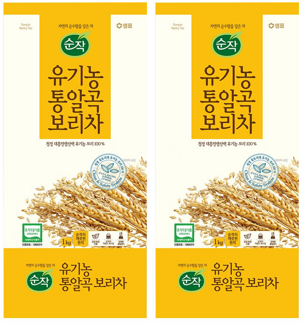 순작 유기농 통알곡 보리차, 1kg, 1개입, 2개