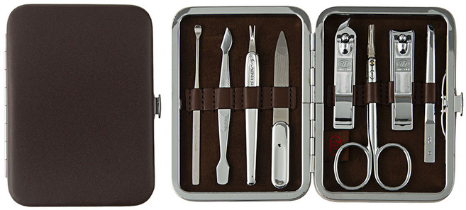THREE SEVEN 回禮 指甲剪 8入組 TS-391C, 1套, 銀色 棕色