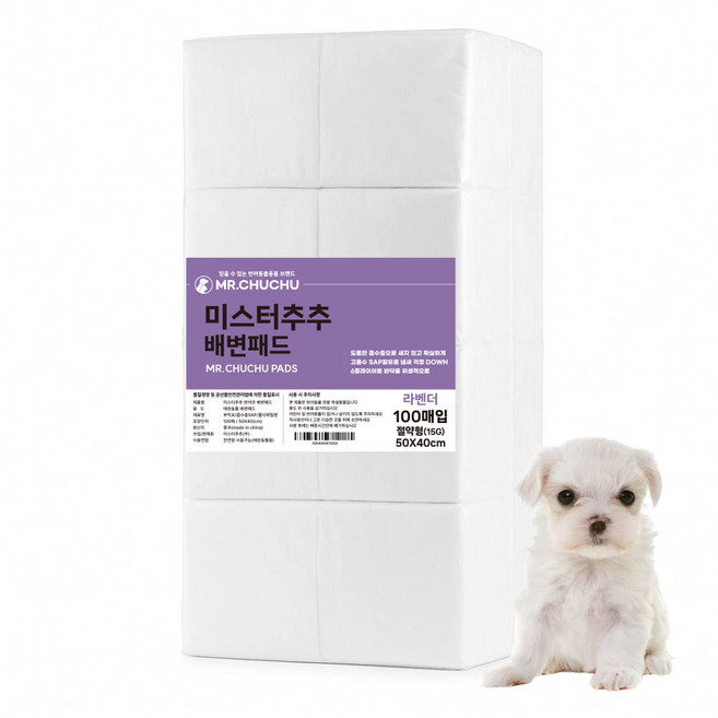 미스터추추 배변패드 라벤더향 15g, 100개입, 4개