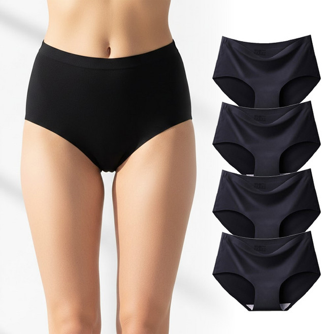 PEONIST 女性無縫線無痕內褲 4件組, 黑色