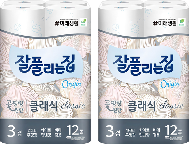 잘풀리는집 3겹 클래식 화장지, 27m, 12개입, 2개