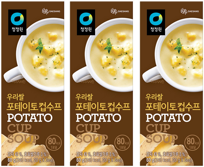 청정원 우리쌀 포테이토컵수프, 60g, 3개