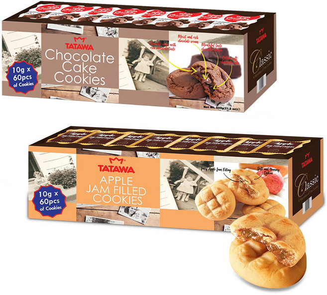 타타와 초콜릿 쿠키 600g + 사과필드 쿠키 600g, 1세트