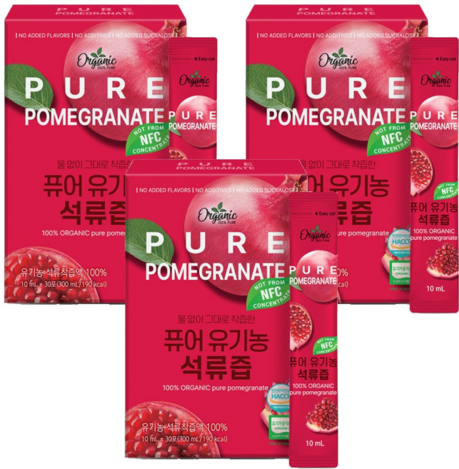 천호엔케어 퓨어 유기농 석류즙, 300ml, 3개