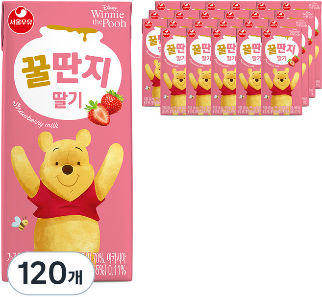 서울우유 딸기 꿀딴지, 180ml, 120개