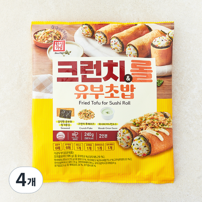 한성기업 크런치 & 롤 유부초밥, 240g, 4개