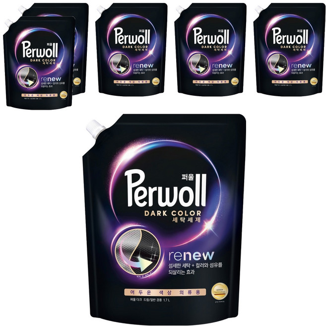 퍼울 다크 세탁세제 리필 드럼일반겸용, 1.7L, 6개