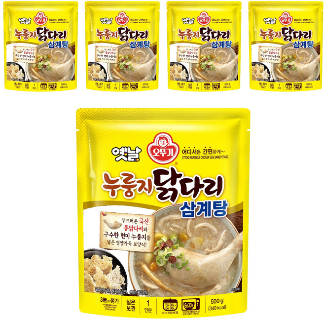 오뚜기 옛날 누룽지 닭다리 삼계탕, 5개, 500g