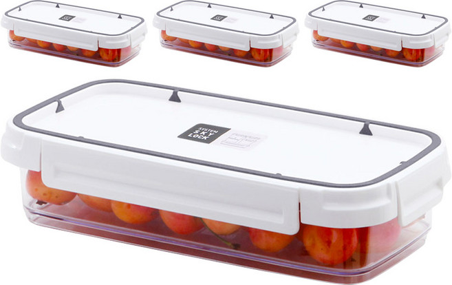 수납이야기 스카이락 밀폐용기 와이드 1호, 4개, 750ml