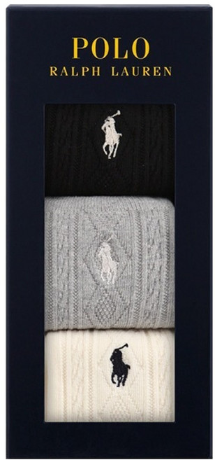 폴로랄프로렌 여성용 멀티케이블 양말 3종 선물세트