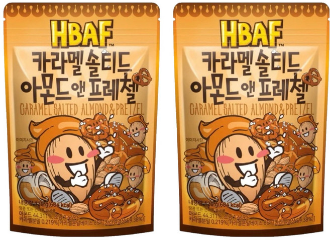 HBAF 焦糖杏仁果與蝴蝶餅, 120g, 2包