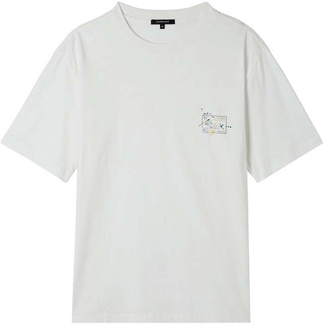 파렌하이트 남성용 통기성 TRIP 패스포트 아트 배색 그래픽 라운드 반팔 티셔츠 FEIBD3802