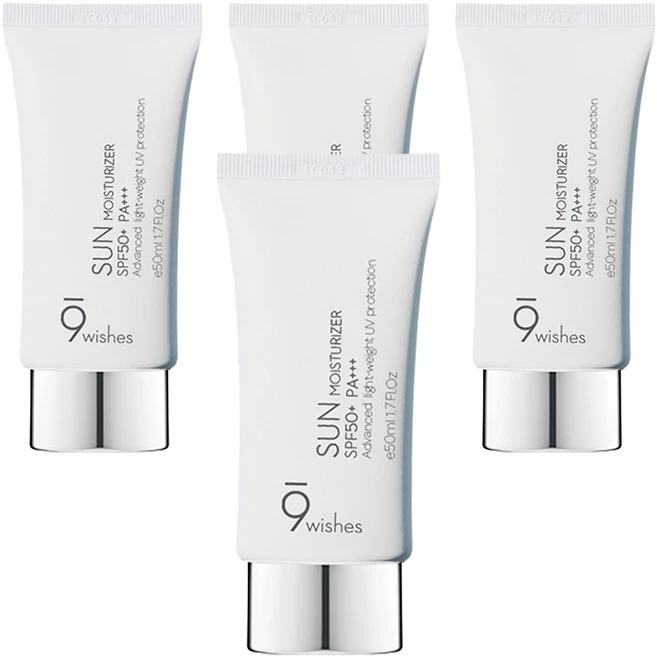 나인위시스 썬 모이스처라이저 SPF50+ PA+++, 50ml, 4개 - 쿠팡