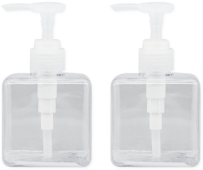 뉴앤룩 사각 디스펜서 주방세제 리필용기 일반형 250ml, 투명, 2개