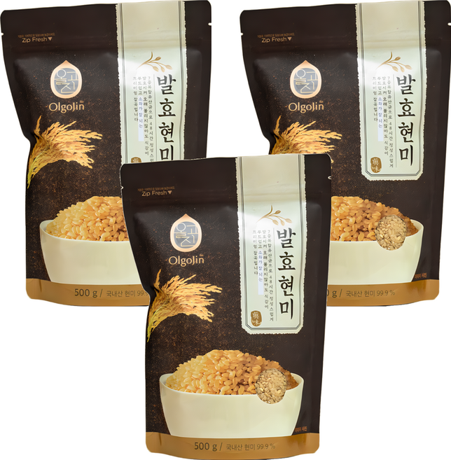 올고진 발효 현미, 3개, 500g