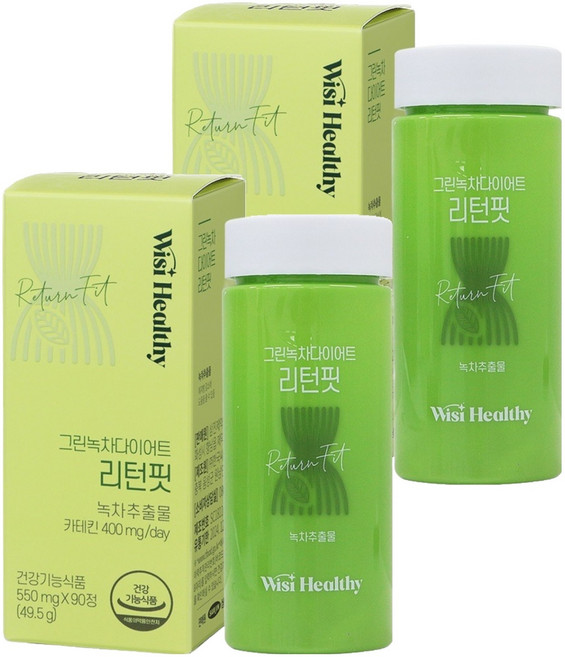 위시헬씨 그린녹차 다이어트 리턴핏, 90정, 2개