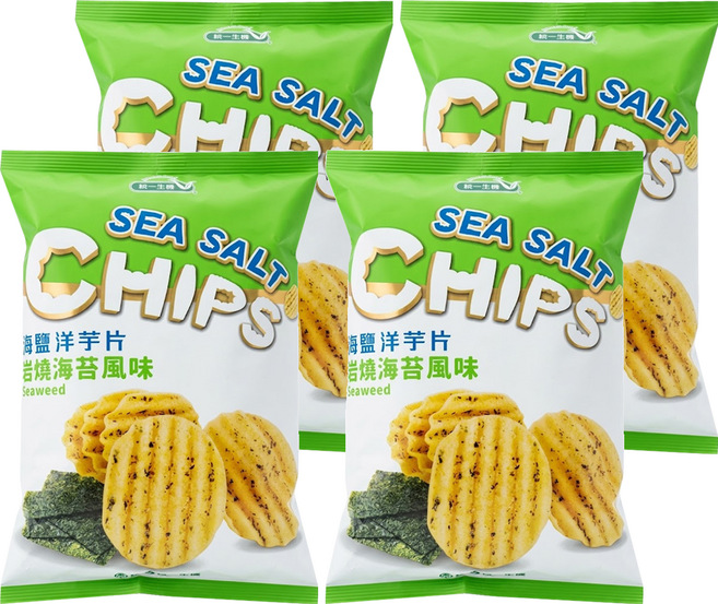 統一生機 海鹽洋芋片 岩燒海苔風味, 50g, 4包