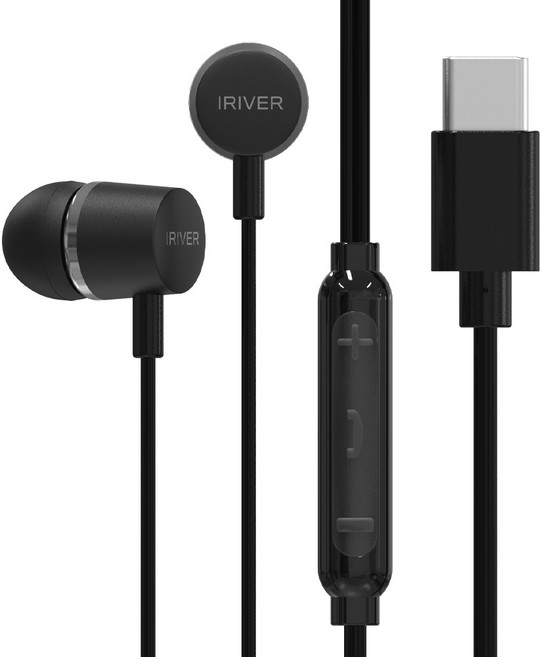아이리버 C타입 커널형 리모컨컨트롤 줄꼬임방지 고품질 알루미늄 유선 이어폰, BVC-300C, 블랙