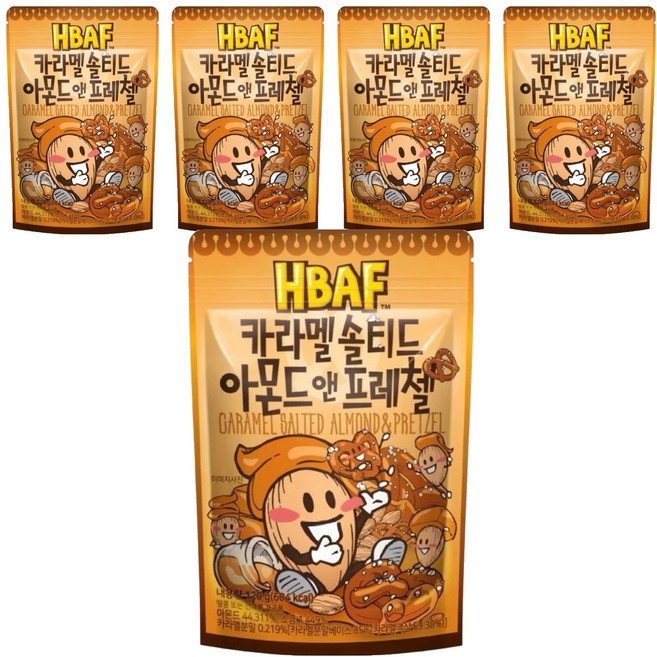 HBAF 焦糖杏仁果與蝴蝶餅, 120g, 5包
