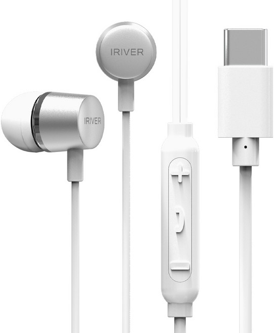아이리버 C타입 커널형 리모컨컨트롤 줄꼬임방지 고품질 알루미늄 유선 이어폰 BVC-300C 화이트