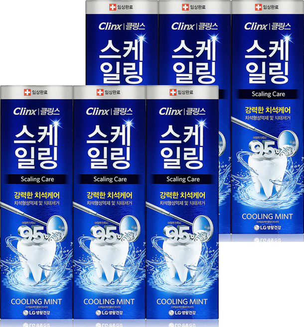 LG생활건강 클링스 스케일링 케어 쿨링민트 치약, 100g, 6개