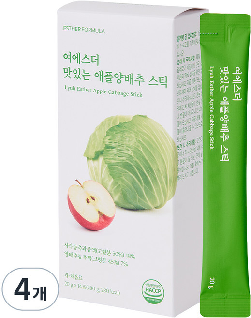 에스더포뮬러 여에스더 맛있는 애플양배추 스틱, 4개