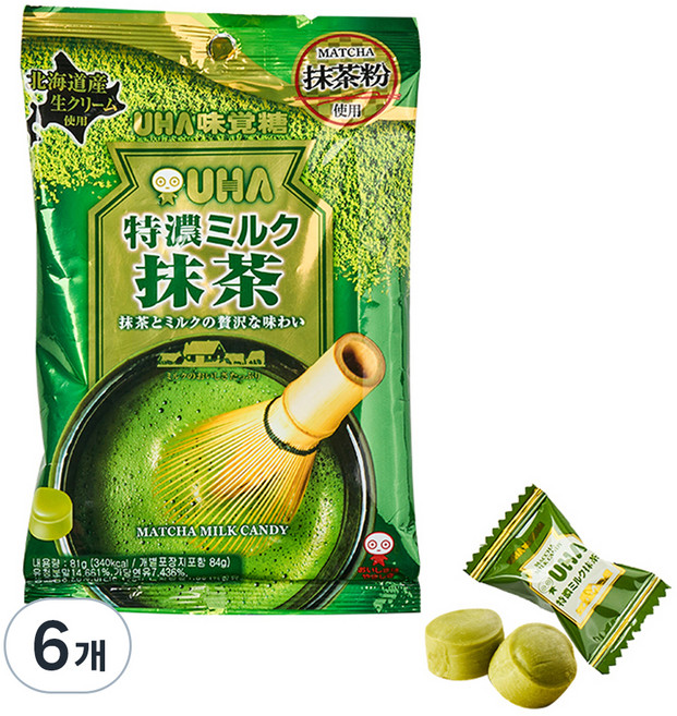 유하미카쿠토 미카쿠도 토쿠노 밀크 말차 캔디, 81g, 6개