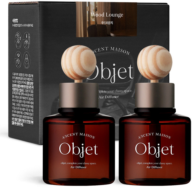 에이센트 오브제 차량용 디퓨저 100ml 2p, 우드라운지, 1개