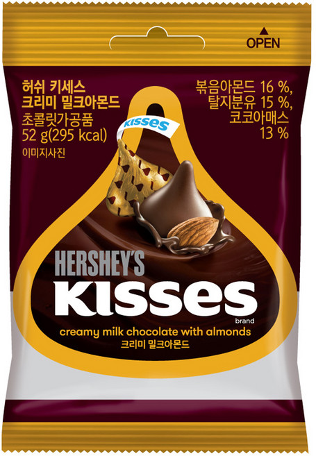 키세스 허쉬 크리미 밀크아몬드, 52g, 1개