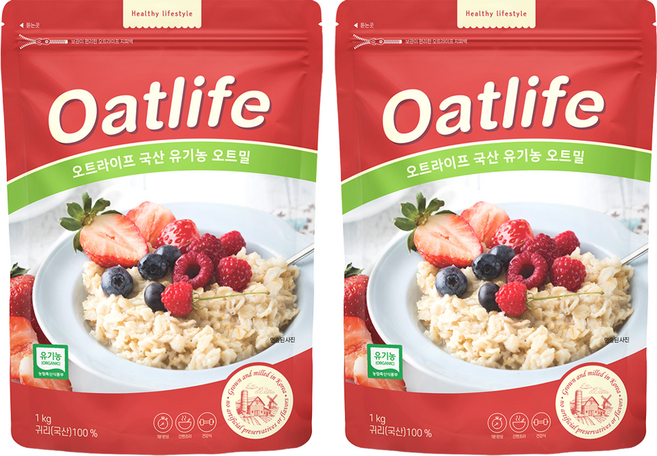 두보식품 오트라이프 국산 유기농 오트밀, 1kg, 2개