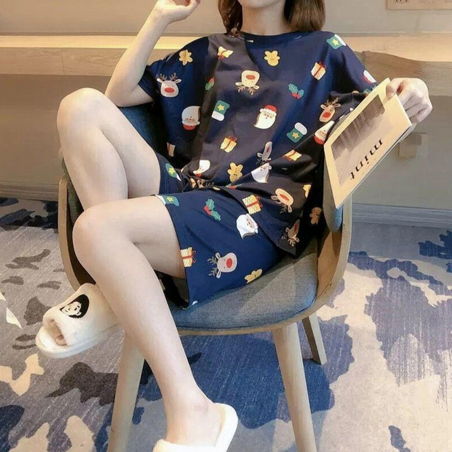 Elsso 情侶款日常短袖短褲睡衣套裝