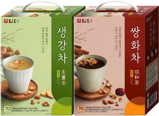 담터 쌍화차 플러스 70p + 생강차 플러스 70p, 1세트
