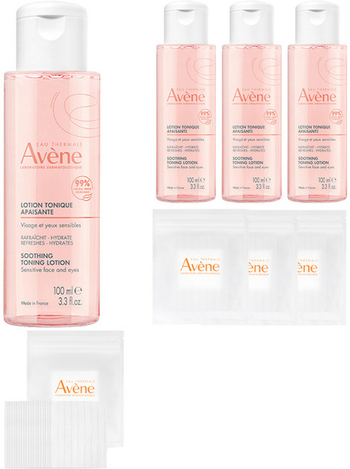 아벤느 수딩 토닝 로션 100ml + 화장솜 20매, 4개