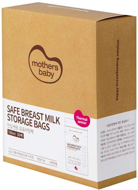 마더스베이비 안심 변온 모유저장팩 180ml, 30개입, 1개