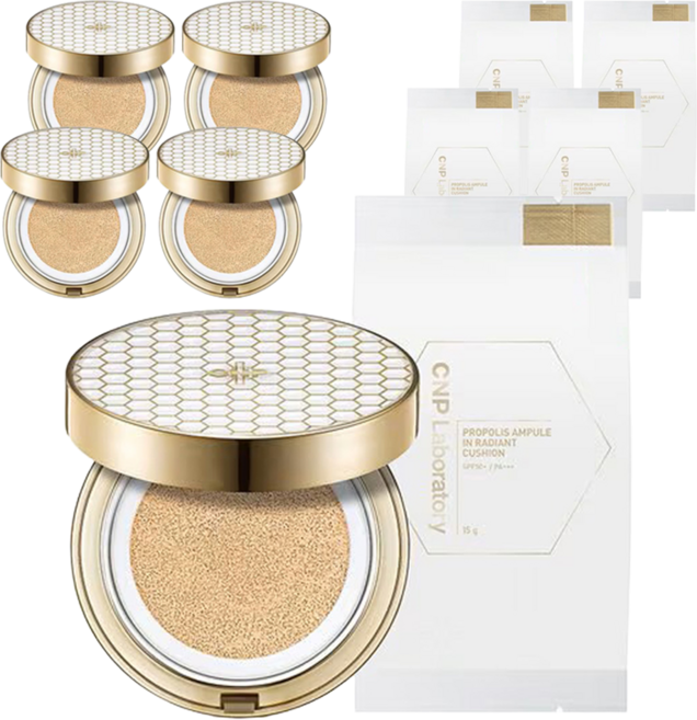 CNP차앤박 프로폴리스 앰플 인 래디언트 쿠션 본품 15g + 리필 15g 21호, 21호 라이트 베이지, 5개