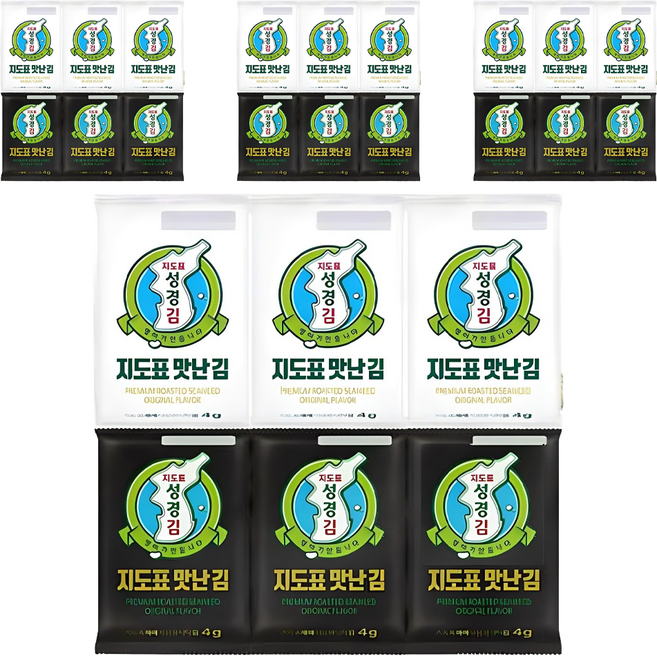 지도표성경 맛난 도시락김 흰색 6p + 검은색 6p 세트, 4g, 48개