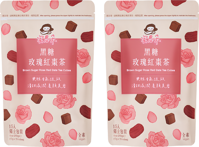 蜜思朵 黑糖玫瑰紅棗茶, 2個, 15個裝, 17g