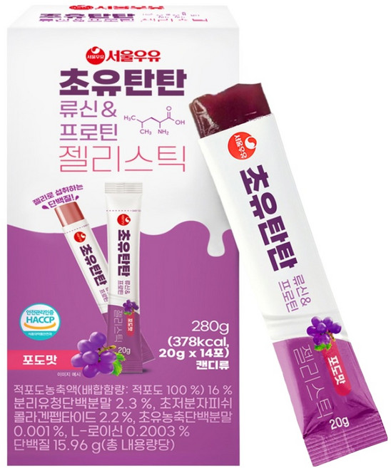 서울우유 초유탄탄 단백질 젤리 츄어블 류신 프로틴 280g, 14회분, 1개