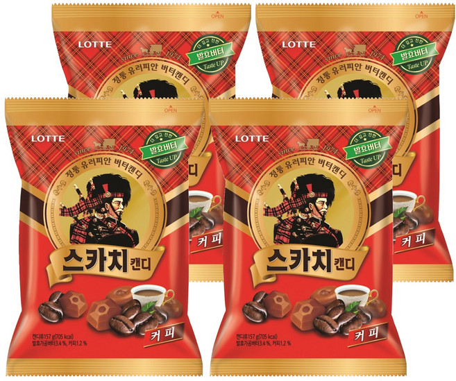 롯데웰푸드 스카치캔디 커피맛, 157g, 4개