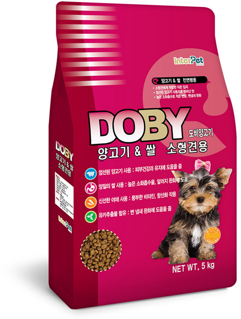 인터펫코리아 전연령 소형견용 도비 건식사료, 양+쌀, 5kg, 1개